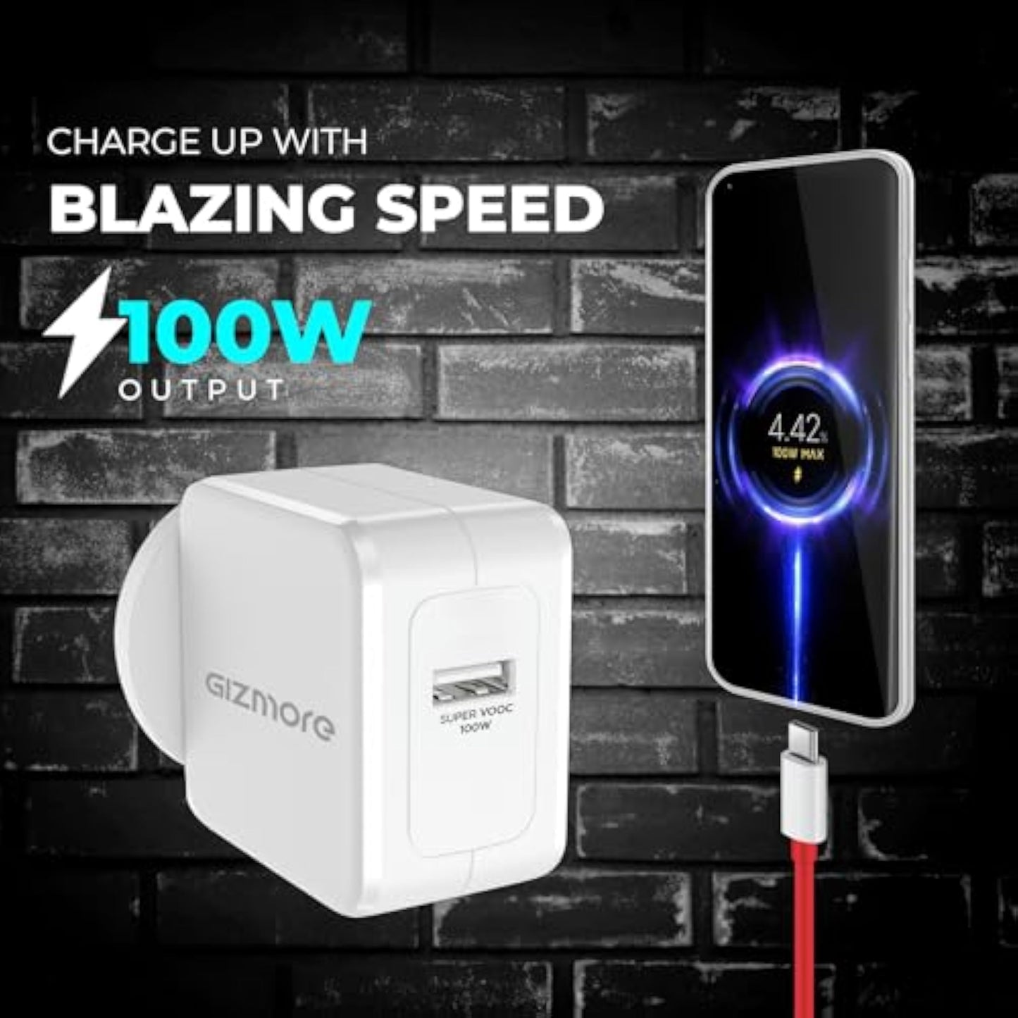 GIZMORE PA100 Turbo Charger Lightweight with Secure Charging