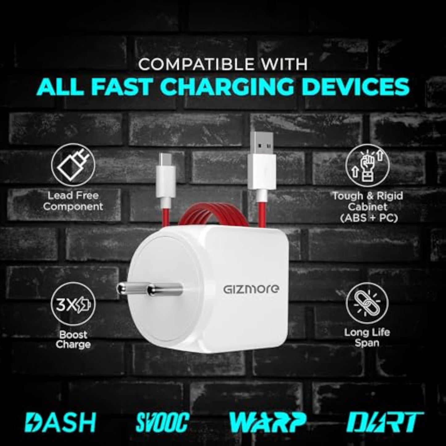 GIZMORE PA100 Turbo Charger Lightweight with Secure Charging