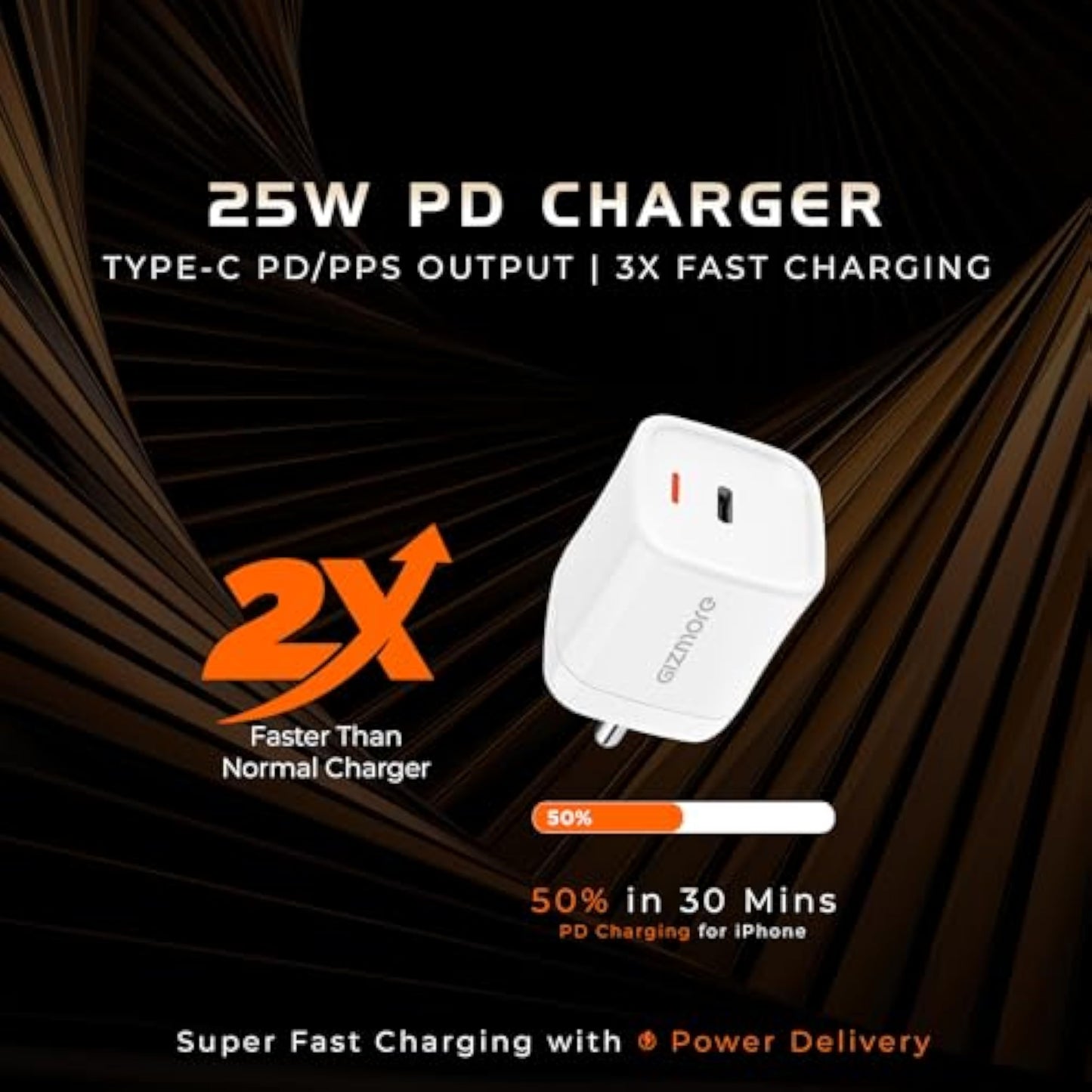 GIZMORE PA625 Super Fast Charger Multi-Layer Protection, 3X Fast Charging Adapter