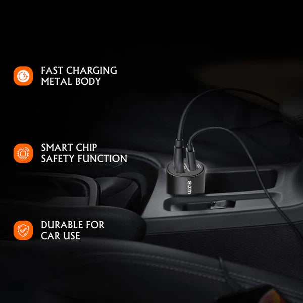 GIZMORE 38W Super-Fast Car Charger & Elegant Metal Housing