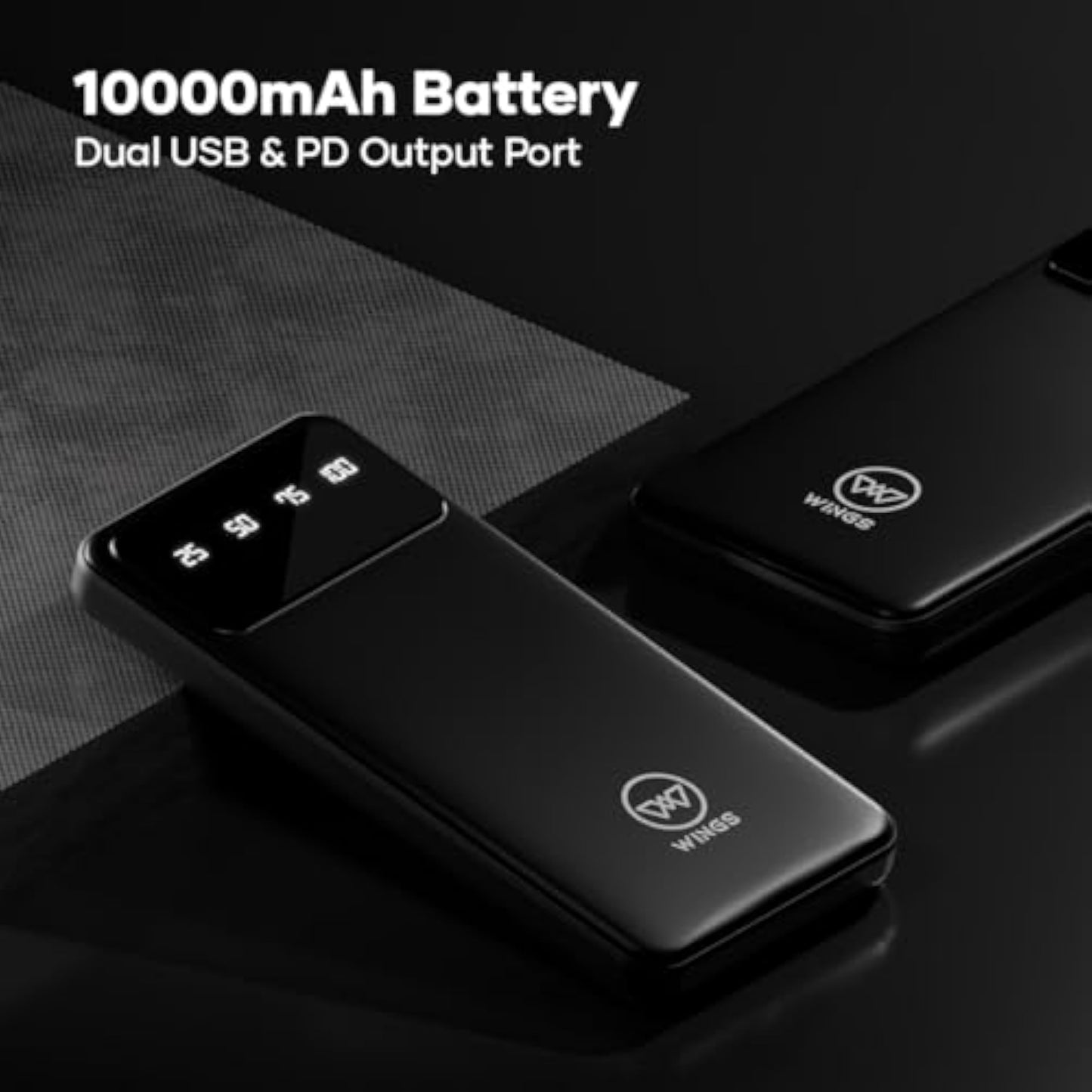 Wings Hyper Charge 10000mAh Power Bank,20W Powerbank Fast Charging