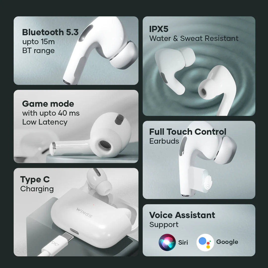 Wings Hypebuds 225 Truly Wireless Earbuds with Wireless Charging Support, Best TWS Earphones