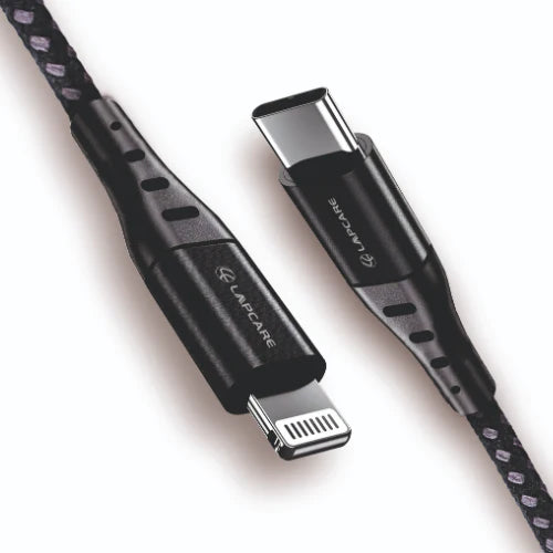 Lapcare Hook Flat USB A to Type-C Brided Cable with Zinc Alloy Shell Grey (LTC-711)